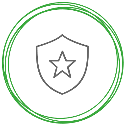 Graphic icon highlighting GoToMyPC's security features for a secure and safe experience.